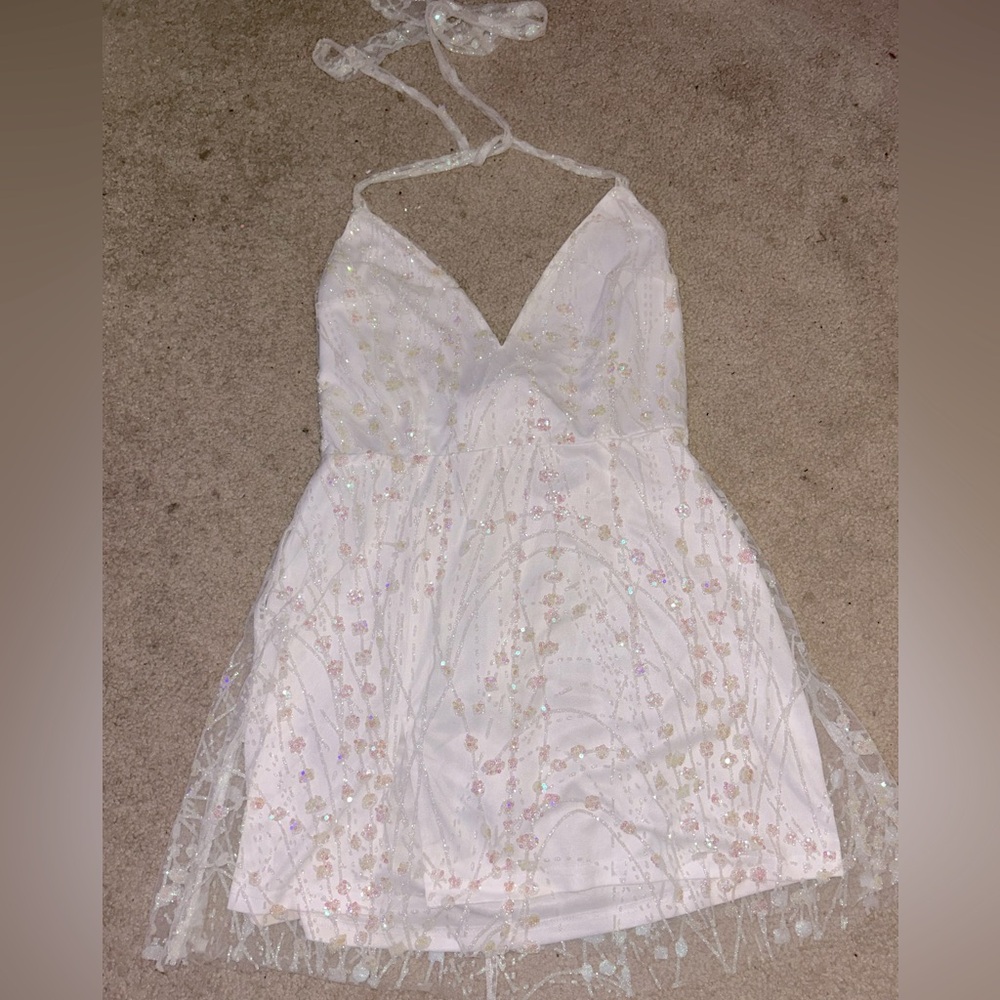Lucy in the Sky White Halter Formal Dress